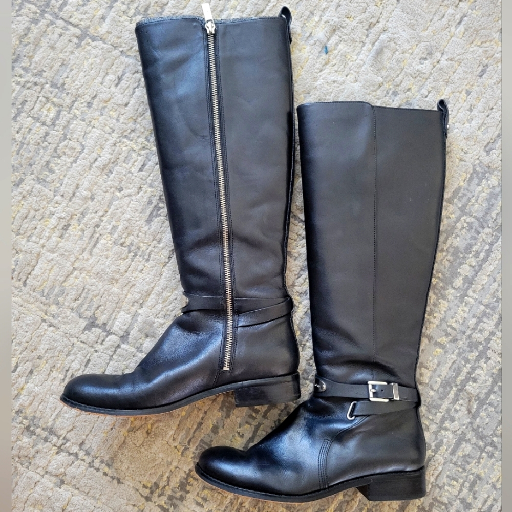 Michael by Michael Kors Black Leather Knee High Boots